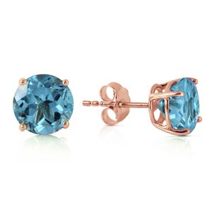 ALARRI 3.1 Carat 14K Solid Rose Gold Anna Blue Topaz Stud Earrings