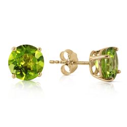 ALARRI 3.1 CTW 14K Solid Gold Stud Earrings Natural Peridot