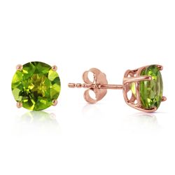 ALARRI 3.1 CTW 14K Solid Rose Gold Stud Earrings Natural Peridot