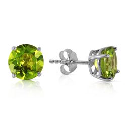 ALARRI 3.1 Carat 14K Solid White Gold Stud Earrings Natural Peridot