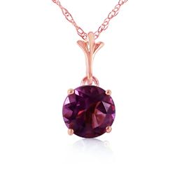 ALARRI 1.15 Carat 14K Solid Rose Gold Single Round Amethyst Necklace