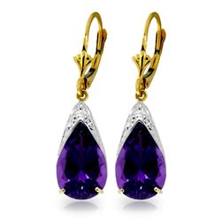 ALARRI 10 Carat 14K Solid Gold Leverback Earrings Natural Amethyst