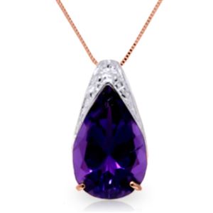 ALARRI 5 Carat 14K Solid Rose Gold Deep Ocean Amethyst Necklace