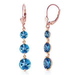 ALARRI 7.2 Carat 14K Solid Rose Gold Drop Earrings Round Blue Topaz