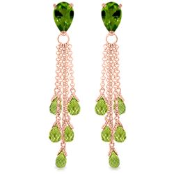 ALARRI 15.5 Carat 14K Solid Rose Gold Chandelier Earrings Briolette Peridot