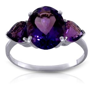 ALARRI 4 Carat 14K Solid White Gold Duress Amethyst Ring