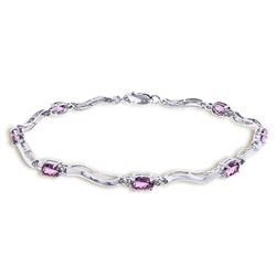 ALARRI 14K Solid White Gold Tennis Bracelet w/ Diamonds & Amethyst