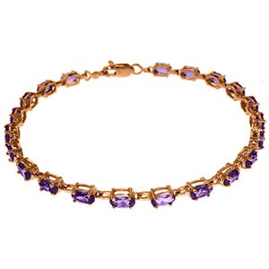 ALARRI 14K Solid Rose Gold Tennis Bracelet w/ Amethyst