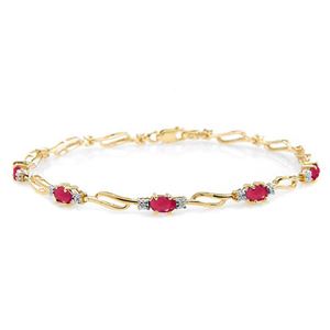 ALARRI 4.21 Carat 14K Solid Gold Tennis Bracelet Ruby Diamond