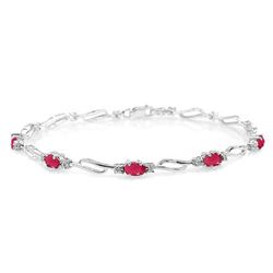 ALARRI 4.21 Carat 14K Solid White Gold Tennis Bracelet Ruby Diamond