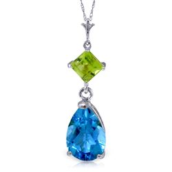 ALARRI 2 CTW 14K Solid White Gold Roll In The Grass Blue Topaz Peridot Necklace