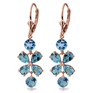 ALARRI 5.32 CTW 14K Solid Rose Gold Chandelier Earrings Natural Blue Topaz