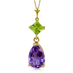 ALARRI 2 Carat 14K Solid Gold Necklace Purple Amethyst Peridot