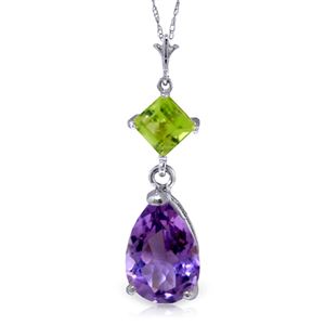 ALARRI 2 CTW 14K Solid White Gold Necklace Purple Amethyst Peridot