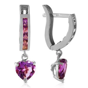 ALARRI 3.2 Carat 14K Solid White Gold V-shape Hoop Earrings Heart Amethyst