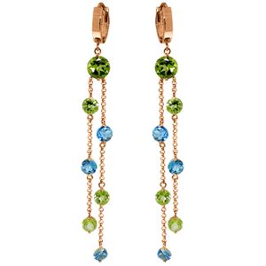ALARRI 14K Solid Rose Gold Chandelier Earrings w/ Peridots & Blue Topaz