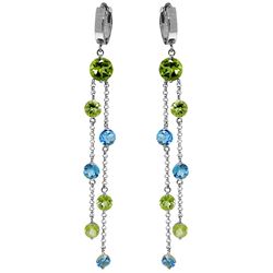 ALARRI 8.99 CTW 14K Solid White Gold Chandelier Earrings Peridot Blue Topaz