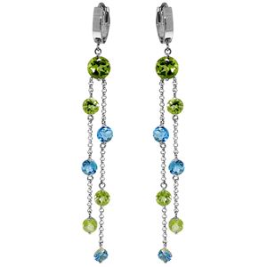 ALARRI 8.99 CTW 14K Solid White Gold Chandelier Earrings Peridot Blue Topaz