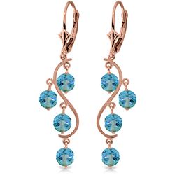 ALARRI 4.95 Carat 14K Solid Rose Gold Blue Topaz Drop Earrings