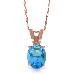 ALARRI 0.85 Carat 14K Solid Rose Gold Solitaire Blue Topaz Necklace