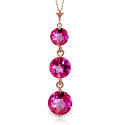 ALARRI 3.6 Carat 14K Solid Rose Gold Necklace Natural Pink Topaz