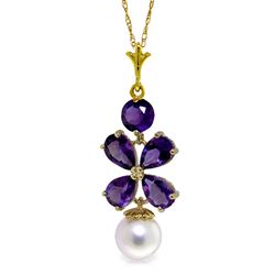 ALARRI 3.65 Carat 14K Solid Gold Persephone Amethyst Pearl Necklace