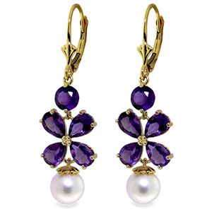 ALARRI 6.28 CTW 14K Solid Gold Chandelier Earrings Amethyst Pearl