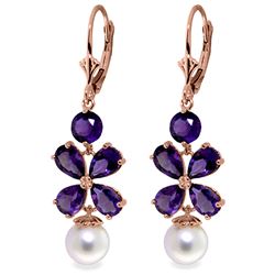 ALARRI 6.28 Carat 14K Solid Rose Gold Chandelier Earrings Amethyst Pearl