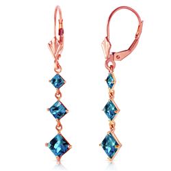 ALARRI 4.79 CTW 14K Solid Rose Gold Square Blue Topaz Drop Earrings