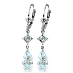 ALARRI 4.5 CTW 14K Solid White Gold Twirl Laughter Aquamarine Earrings