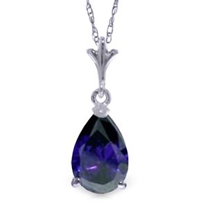 ALARRI 1.5 Carat 14K Solid White Gold Necklace Natural Sapphire
