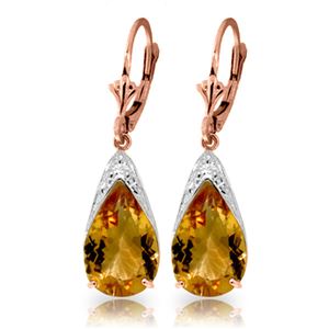 ALARRI 10 Carat 14K Solid Rose Gold Leverback Earrings Natural Citrine