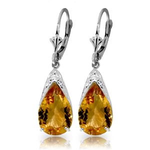 ALARRI 10 Carat 14K Solid White Gold Leverback Earrings Natural Citrine