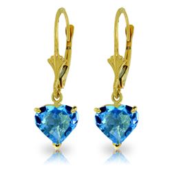 ALARRI 3.25 Carat 14K Solid Gold Leverback Earrings Natural Blue Topaz