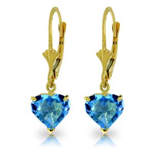 ALARRI 3.25 Carat 14K Solid Gold Leverback Earrings Natural Blue Topaz