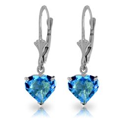 ALARRI 3.25 CTW 14K Solid White Gold Leverback Earrings Natural Blue Topaz