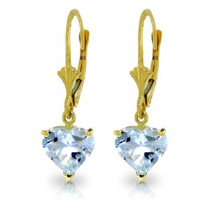 ALARRI 3.05 Carat 14K Solid Gold Leverback Earrings Natural Aquamarine