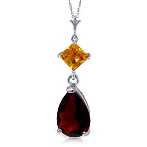 ALARRI 2 Carat 14K Solid White Gold Necklace Citrine Garnet