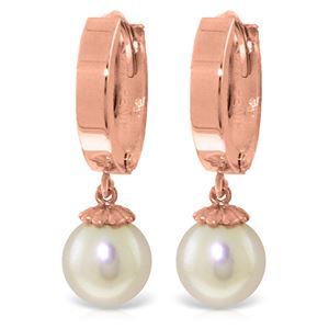 ALARRI 4 CTW 14K Solid Rose Gold Hoop Earrings Natural Pearl