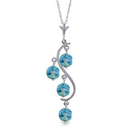 ALARRI 2.25 Carat 14K Solid White Gold Move The Earth Blue Topaz Necklace