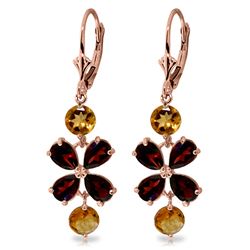 ALARRI 5.32 CTW 14K Solid Rose Gold Chandelier Earrings Garnet Citrine