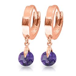 ALARRI 1.5 CTW 14K Solid Rose Gold Hoop Earrings Natural Amethyst