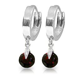 ALARRI 2 CTW 14K Solid White Gold Hoop Earrings Natural Garnet