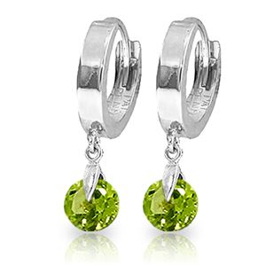 ALARRI 2 Carat 14K Solid White Gold Hoop Earrings Natural Peridot