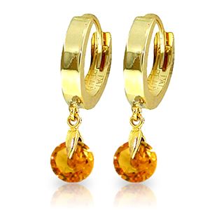 ALARRI 1.6 Carat 14K Solid Gold Hoop Earrings Natural Citrine