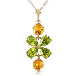 ALARRI 3.15 CTW 14K Solid Gold Necklace Peridot Citrine