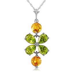 ALARRI 3.15 CTW 14K Solid White Gold Necklace Peridot Citrine