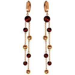 ALARRI 14K Solid Rose Gold Chandelier Earrings w/ Garnets & Citrines