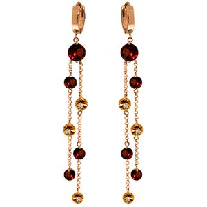 ALARRI 14K Solid Rose Gold Chandelier Earrings w/ Garnets & Citrines