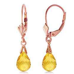 ALARRI 2.5 CTW 14K Solid Rose Gold Leverback Earrings Briolette Citrine